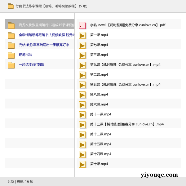 付费书法练字课程【硬笔、毛笔视频教程】-思思资源站