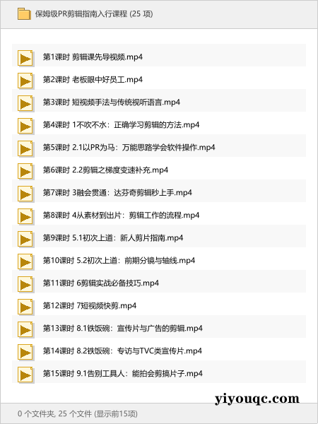 保姆级PR剪辑指南入行课程-思思资源站