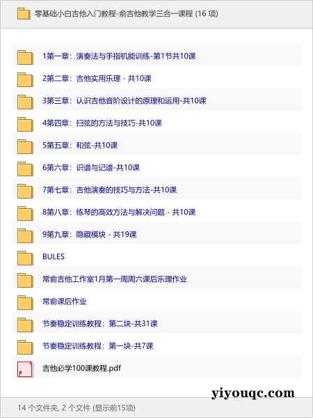 零基础小白吉他入门教程-俞吉他教学三合一课程-思思资源站
