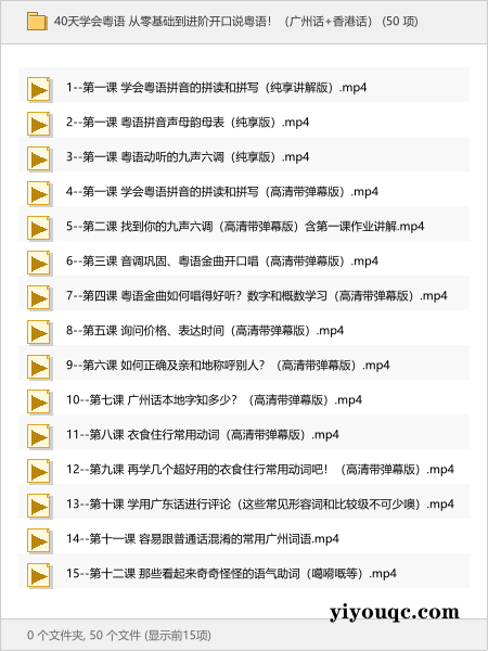 40天学会粤语 从零基础到进阶开口说粤语!(广州话+香港话)-思思资源站