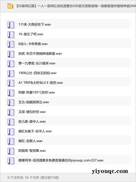 一人一首网红成名曲整合500首无损歌曲每一首都曾是热搜榜神曲[WAV+19.9GB]-思思资源站