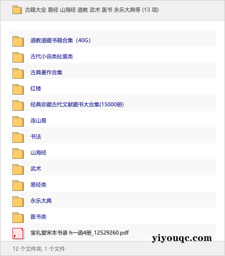 古籍大全 易经 山海经 道教 武术 医书 永乐大典等-思思资源站