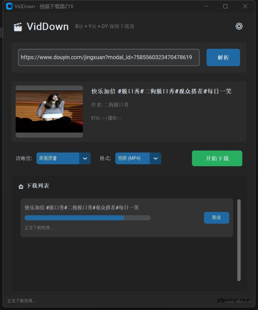 VidDown视频下载器v1.0无水印下载B站/钭音/油管等-思思资源站