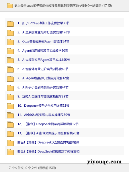 史上最全coze扣子智能体教程零基础到变现落地-AI时代一站搞定-思思资源站