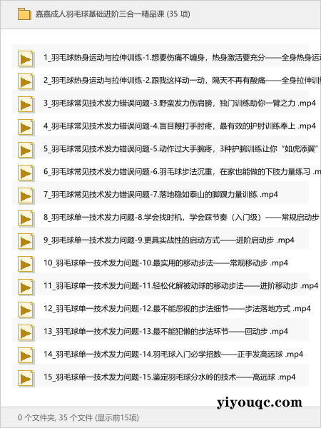 嘉嘉成人羽毛球基础进阶三合一精品课-思思资源站