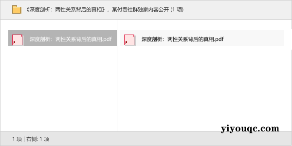 《深度剖析：两性关系背后的真相》，某付费社群独家内容公开-思思资源站
