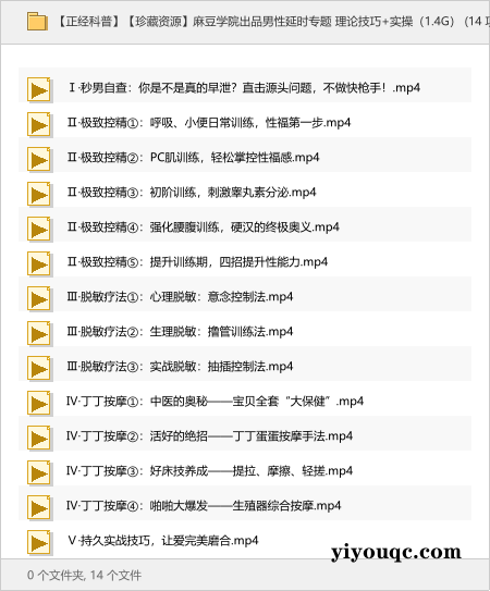 【珍藏资源】麻豆学院出品男性延时专题 理论技巧+实操（1.4G）-思思资源站