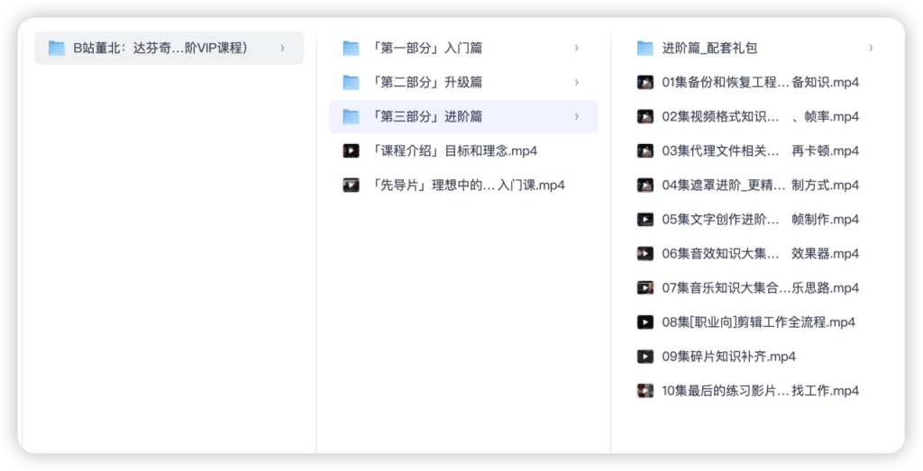 达芬奇实战剪辑入门课(入门+升级+进阶),B站董北VIP课程-思思资源站