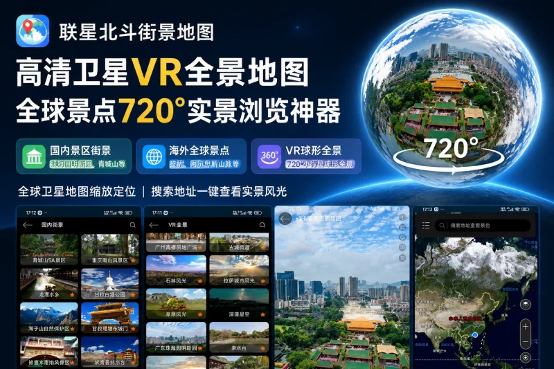 联星北斗街景地图:高清卫星VR全景地图,全球景点720°实景浏览神器-思思资源站