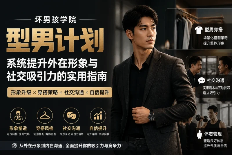 坏男孩学院型男计划:系统提升外在形象与社交吸引力的实用指南-思思资源站