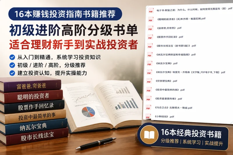 16本赚钱投资指南书籍推荐:初级进阶高阶分级书单,适合理财新手到实战投资者-思思资源站
