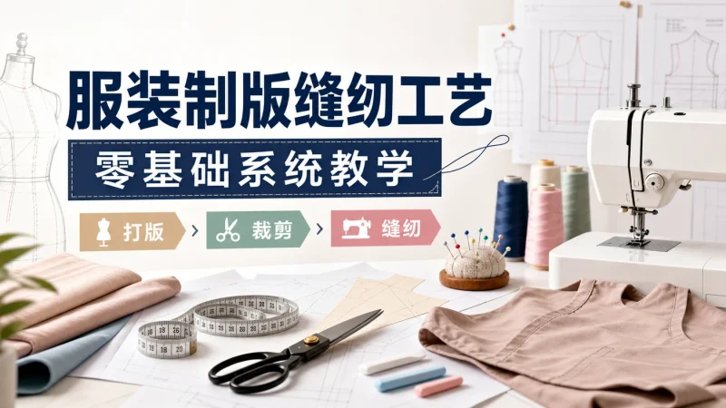 服装制版缝纫工艺课程合集:从打版裁剪到缝纫制作零基础系统教学-思思资源站