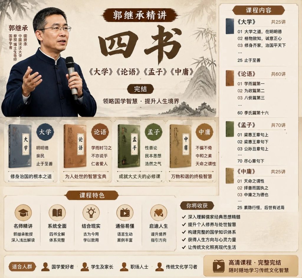 图片[1]-郭继承精讲《四书》课程：系统学习《大学》《论语》《孟子》《中庸》的儒家智慧（音频文件）-思思资源站