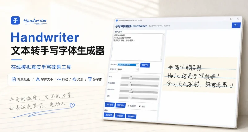 Handwriter 文本转手写字体生成器 – 本地离线模拟真实手写效果工具-思思资源站