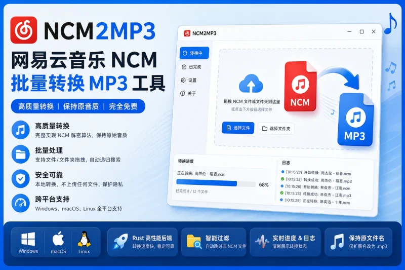 NCM2MP3转换器:网易云音乐NCM格式转MP3工具 | 免费批量转换-思思资源站