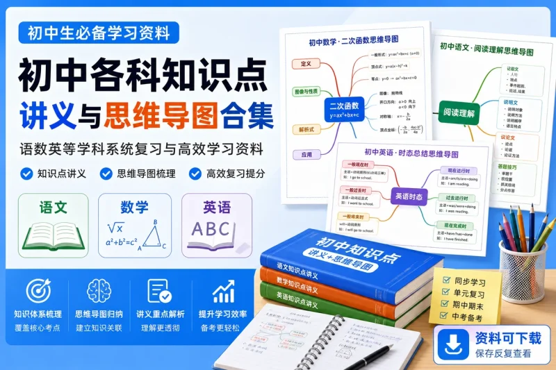 初中各科知识点讲义与思维导图合集:语数英等学科系统复习与高效学习资料-思思资源站