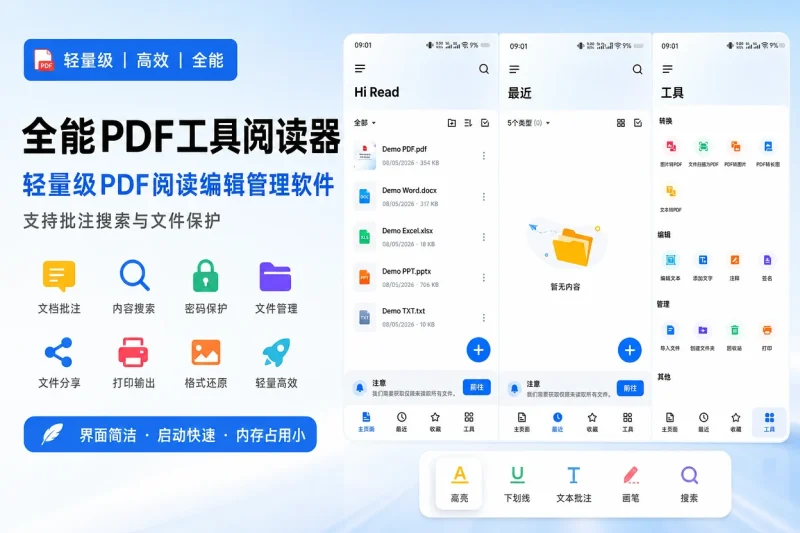 全能PDF工具阅读器：轻量级PDF阅读编辑管理软件，支持批注搜索与文件保护-思思资源站