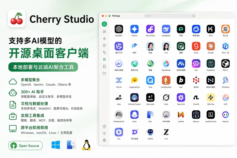 Cherry Studio:支持多AI模型的开源桌面客户端 | 本地部署与云端AI聚合工具-思思资源站