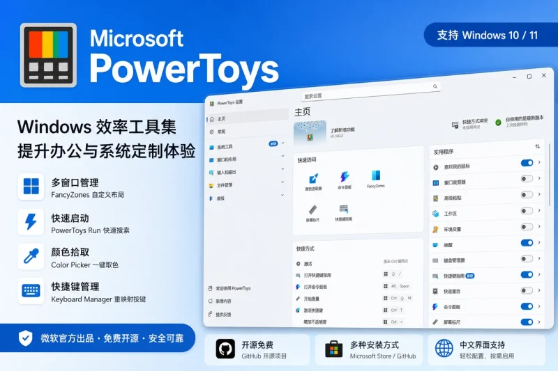 Microsoft PowerToys:Windows 效率工具集,提升办公与系统定制体验-思思资源站