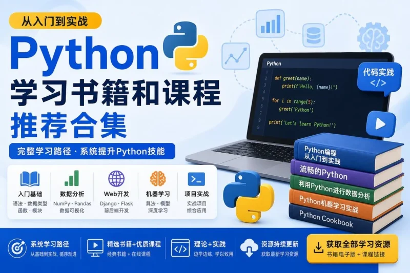 Python学习书籍和课程推荐合集:从入门到实战的完整学习路径-思思资源站