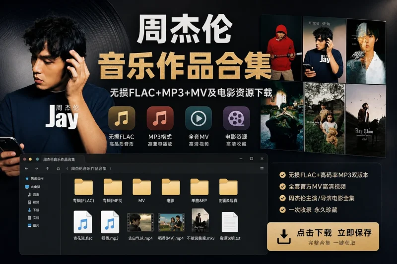 周杰伦歌曲音乐作品合集无损FLAC+MP3+MV及电影资源下载-思思资源站