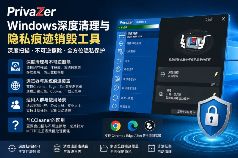 PrivaZer：Windows深度清理与隐私痕迹销毁工具的功能与使用场景-思思资源站